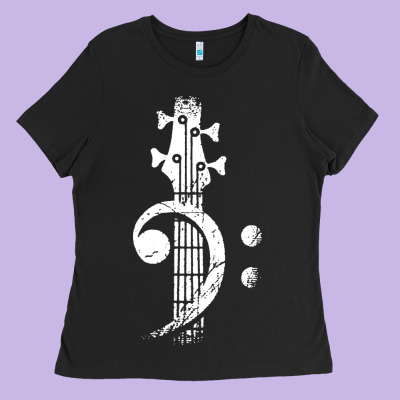 Musical Guitar Bass Ladies Tee Designed By Artisfamous