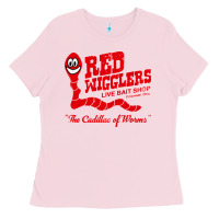 Bubblegum Pink red wigglers Ladies Tee - artisFamous