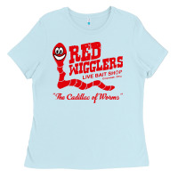 Baby Blue red wigglers Ladies Tee - artisFamous