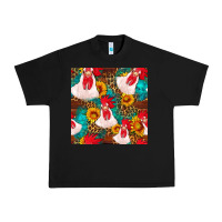 Black western  chicken with sunflowers seamless pattern Urban Heavy Tee - FaDigitalArtStudio