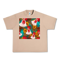 Burro western  chicken with sunflowers seamless pattern Urban Heavy Tee - FaDigitalArtStudio