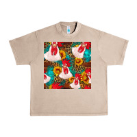 French Oak western  chicken with sunflowers seamless pattern Urban Heavy Tee - FaDigitalArtStudio