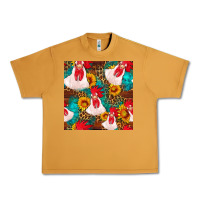 Peanut Butter western  chicken with sunflowers seamless pattern Urban Heavy Tee - FaDigitalArtStudio