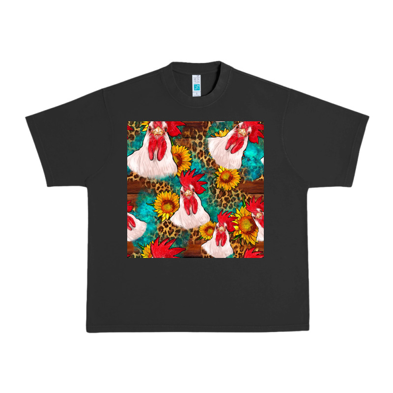 Western  Chicken With Sunflowers Seamless Pattern Urban Heavy Tee by FaDigitalArtStudio | Teevron