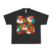 Pigment Black western  chicken with sunflowers seamless pattern Urban Heavy Tee - FaDigitalArtStudio
