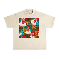 Sandshell western  chicken with sunflowers seamless pattern Urban Heavy Tee - FaDigitalArtStudio