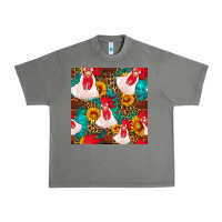 Tornado western  chicken with sunflowers seamless pattern Urban Heavy Tee - FaDigitalArtStudio