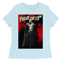 Baby Blue friday the 13th jason drip Ladies Tee - artisFamous