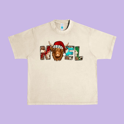 Noel Long Haired Shaggy Cow Urban Heavy Tee Designed By Jasminsmagicworld