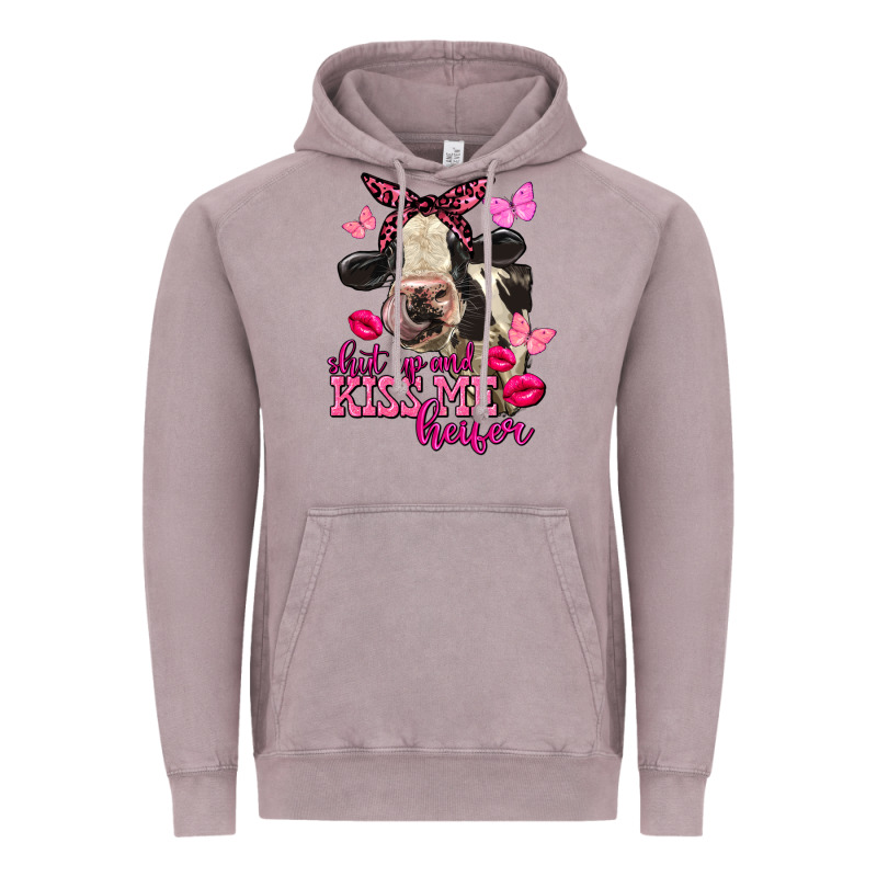 Valentine's Day Shut Up And Kiss Me Heifer Holstein Cow Vintage Hoodie by FaDigitalArtStudio | Teevron