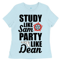 Baby Blue study like sam party like dean Ladies Tee - artisFamous