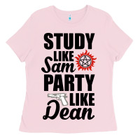 Bubblegum Pink study like sam party like dean Ladies Tee - artisFamous