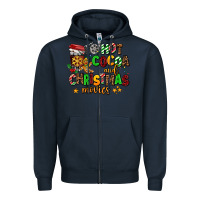 Navy hot cocoa and christmas movies Zipper Hoodie - AdoDesignShop
