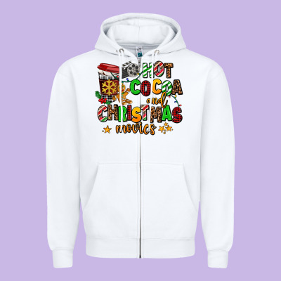 Hot Cocoa And Christmas Movies Zipper Hoodie Designed By Adodesignshop