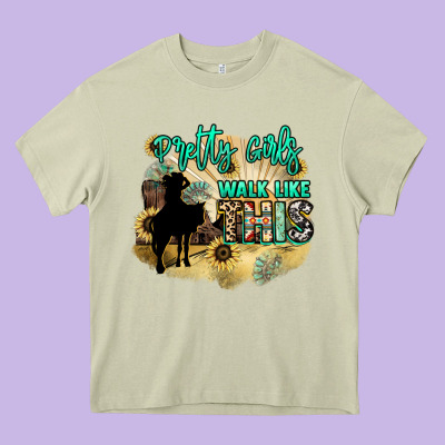 Pretty Girls Walk Like This Heavy Core Tee Designed By Howdyjamesfarm