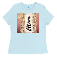 Baby Blue Rose gold mom leopard glitter Ladies Tee - CowGirlArtShop