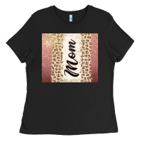 Black Rose gold mom leopard glitter Ladies Tee - CowGirlArtShop