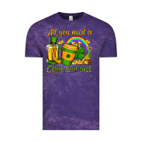 Cloud Purple St. Patrick's All you need is coffee and luck Vintage Tee - OliviaCreatesArt