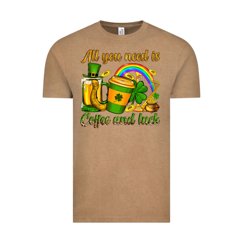 St. Patrick's All You Need Is Coffee And Luck Vintage Tee by OliviaCreatesArt | Teevron
