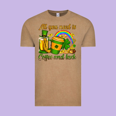 St. Patrick's All You Need Is Coffee And Luck Vintage Tee Designed By Oliviacreatesart