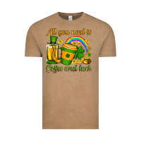 Vintage Coffee St. Patrick's All you need is coffee and luck Vintage Tee - OliviaCreatesArt