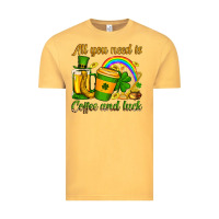Vintage Mustard St. Patrick's All you need is coffee and luck Vintage Tee - OliviaCreatesArt
