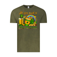 Vintage Olive St. Patrick's All you need is coffee and luck Vintage Tee - OliviaCreatesArt