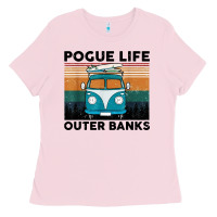 Bubblegum Pink pogue life outer banks retro vintage Ladies Tee - artisFamous