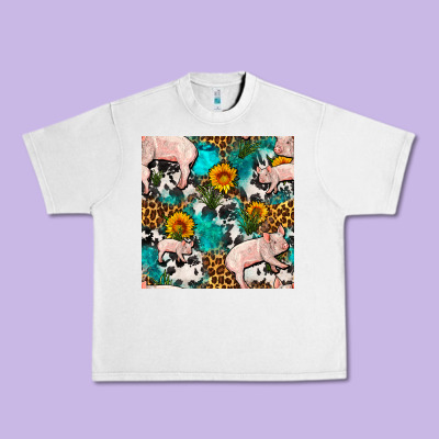 American Yorkshire Pig Seamless Pattern Urban Heavy Tee Designed By Fadigitalartstudio