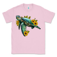 Bubblegum Pink sea turtle with sunflowers Classic Tee - Artiststas