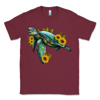 Burgundy sea turtle with sunflowers Classic Tee - Artiststas