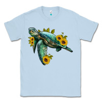 Dusty Blue sea turtle with sunflowers Classic Tee - Artiststas