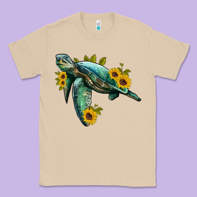 Sea Turtle With Sunflowers Classic Tee Designed By Artiststas