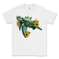 White sea turtle with sunflowers Classic Tee - Artiststas