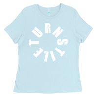 Baby Blue TURNSTILE WHITE ON BLACK. Ladies Tee - artisFamous