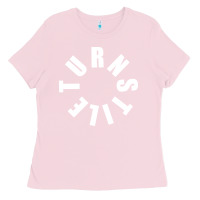 Bubblegum Pink TURNSTILE WHITE ON BLACK. Ladies Tee - artisFamous