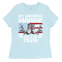 Baby Blue marine papa, gifts my favorite marine calls me pa pa military mother Ladies Tee - artisFamous