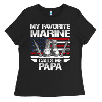 Black marine papa, gifts my favorite marine calls me pa pa military mother Ladies Tee - artisFamous