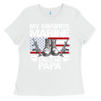 White marine papa, gifts my favorite marine calls me pa pa military mother Ladies Tee - artisFamous