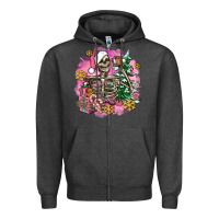Charcoal Heather pink coffee gifts christmas skeleton coffee Zipper Hoodie - AdoDesignShop