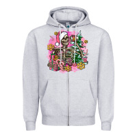 Heather Grey pink coffee gifts christmas skeleton coffee Zipper Hoodie - AdoDesignShop