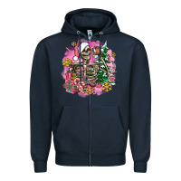 Navy pink coffee gifts christmas skeleton coffee Zipper Hoodie - AdoDesignShop