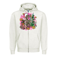 Oatmeal Heather pink coffee gifts christmas skeleton coffee Zipper Hoodie - AdoDesignShop