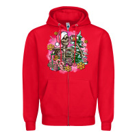 Red pink coffee gifts christmas skeleton coffee Zipper Hoodie - AdoDesignShop
