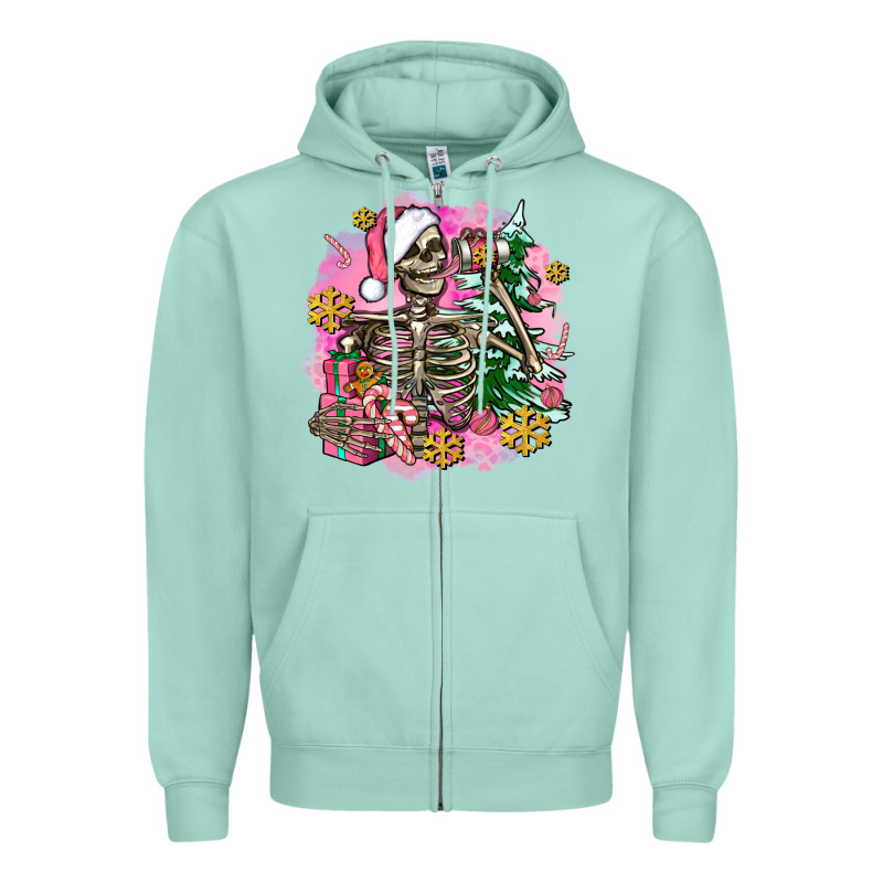 Pink Coffee Gifts Christmas Skeleton Coffee Zipper Hoodie by AdoDesignShop | Teevron