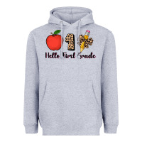 Heather Grey hello first grade leopard 3200x2400 Heavyweight Hoodie - AdoDesignShop