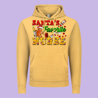 Santa's Favorite Nurse Vintage Hoodie Designed By Fadigitalartstudio
