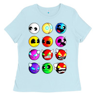 Baby Blue geometry dash difficulty  faces Ladies Tee - artisFamous