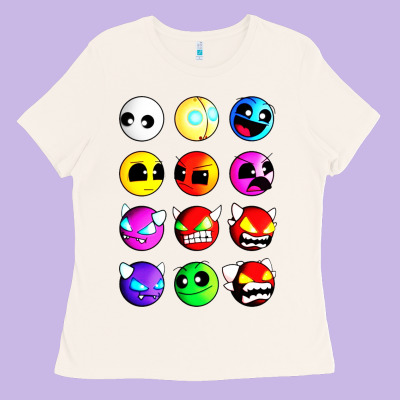 Geometry Dash Difficulty  Faces Ladies Tee Designed By Artisfamous