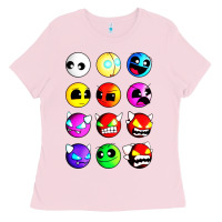 Bubblegum Pink geometry dash difficulty  faces Ladies Tee - artisFamous